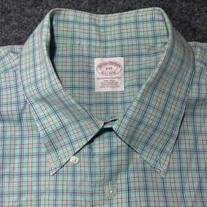 Brooks Brothers Shirt Mens XXL Green Check Cotton The Original Polo Preppy
